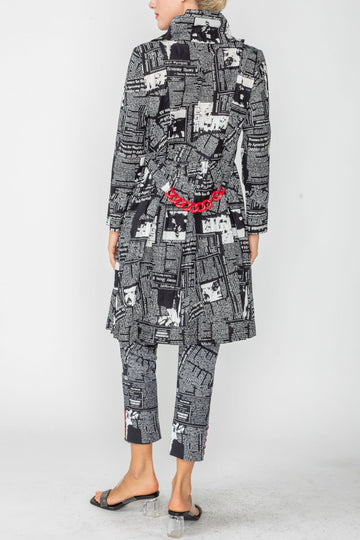 Black Chain Detail Newspaper Jacket